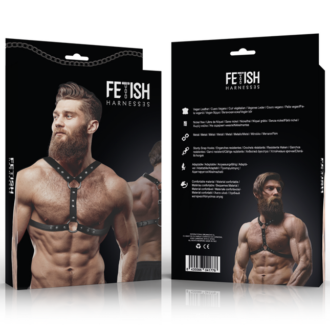 FETISH SUBMISSIVE ATTITUDE - HARNAIS DE POITRINE EN ÉCO-CUIR AVEC DOUBLE SUPPORT ET CLOUS POUR HOMMES by FETISH SUBMISSIVE ATTITUDE