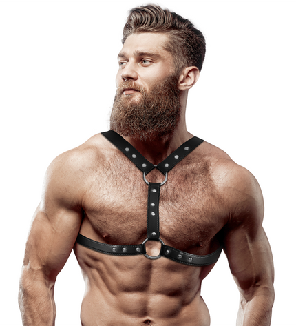 FETISH SUBMISSIVE ATTITUDE - HARNAIS DE POITRINE EN ÉCO-CUIR AVEC DOUBLE SUPPORT ET CLOUS POUR HOMMES by FETISH SUBMISSIVE ATTITUDE