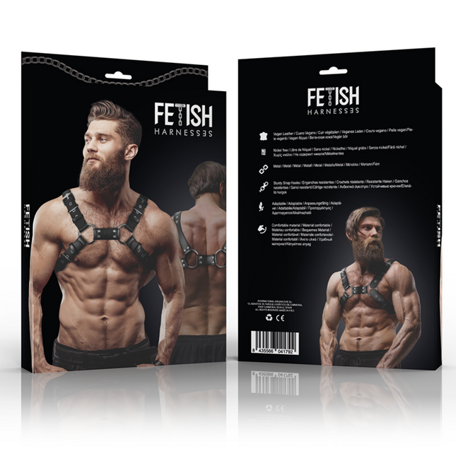 FETISH SUBMISSIVE ATTITUDE - HARNAIS DE POITRINE RÉGLABLE EN CUIR ÉCOLOGIQUE POUR HOMMES BULLDOG by FETISH SUBMISSIVE ATTITUDE