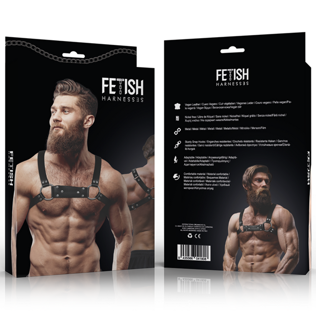 FETISH SUBMISSIVE ATTITUDE - HARNAIS DE POITRINE BULLDOG EN CUIR ÉCOLOGIQUE POUR HOMMES TAILLE M/L by FETISH SUBMISSIVE ATTITUDE