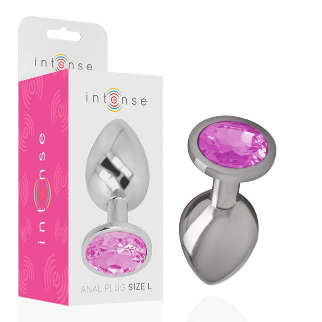 INTENSE - PLUG ANAL EN MÉTAL ALUMINIUM AVEC CRISTAL ROSE TAILLE L by INTENSE ANAL TOYS