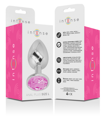 INTENSE - PLUG ANAL EN MÉTAL ALUMINIUM AVEC CRISTAL ROSE TAILLE L by INTENSE ANAL TOYS