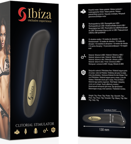 IBIZA - STIMULATEUR DE CLITORIS CHARGEUR USB 10 MODES DE VIBRATION DORÉ 13 X 2,9 CM by IBIZA TECHNOLOGY