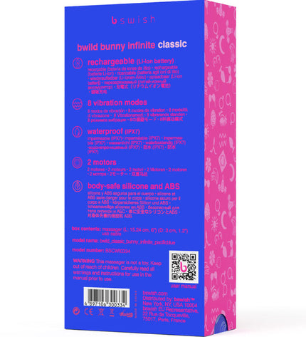 B SWISH - VIBRATEUR RECHARGEABLE CLASSIQUE BWILD BUNNY INFINITE SILICONE BLEU by B SWISH
