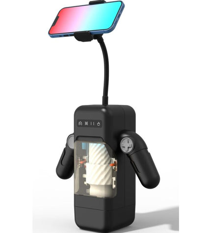 GAME CUP - MASTURBATEUR À VIBRATION DE POUSSÉE AVEC FONCTION CHAUFFANTE ET SUPPORT MOBILE - NOIR by BAILE FOR HIM