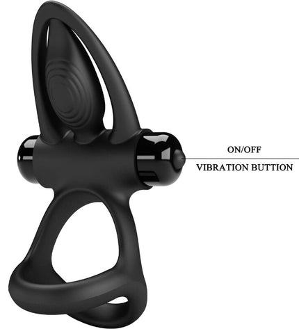 PRETTY LOVE - ANNEAU VIBRANT 10 VIBRATIONS SILICONE NOIR by PRETTY LOVE MALE