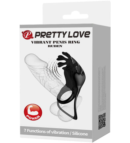PRETTY LOVE - ANNEAU VIBRATEUR RUBEN 7 VIBRATIONS SILICONE NOIR by PRETTY LOVE MALE