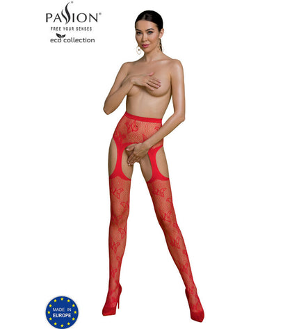 PASSION - BODYSTOCKING ECO COLLECTION ECO S001 ROUGE by PASSION WOMAN GARTER & STOCK