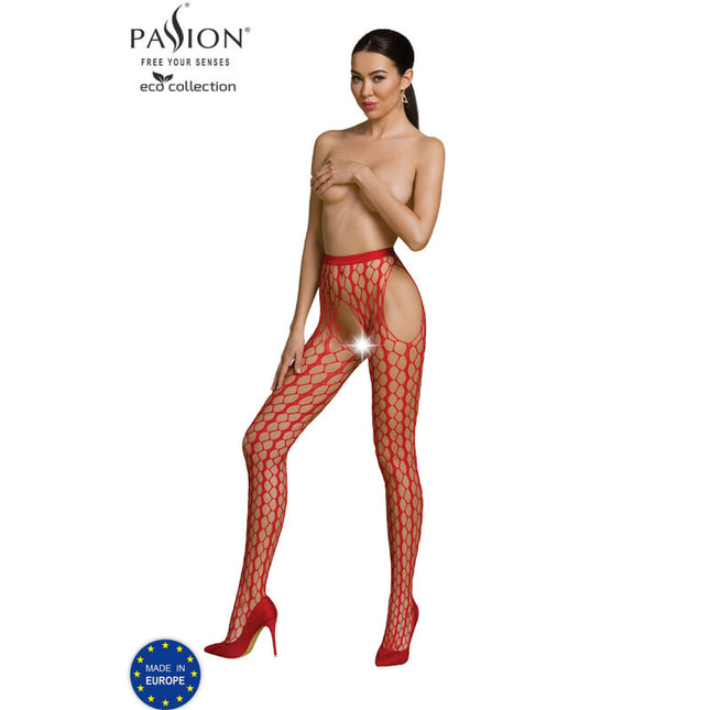 PASSION - BODYSTOCKING ECO COLLECTION ECO S007 ROUGE by PASSION WOMAN GARTER & STOCK