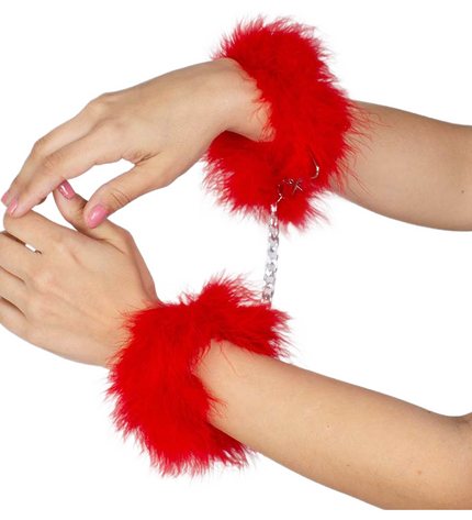 SECRETPLAY - MENOTTES MARABOU ROUGE - Concombre Boutique