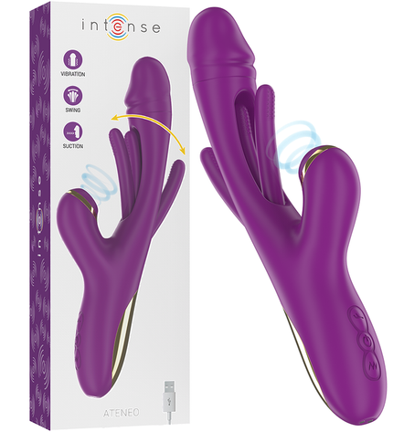 INTENSE - ATENEO VIBRATEUR MULTIFONCTION RECHARGEABLE 7 VIBRATIONS AVEC LANGUE OSCILLANTE ET ASPIRATION VIOLETTE by INTENSE HIGH TECH