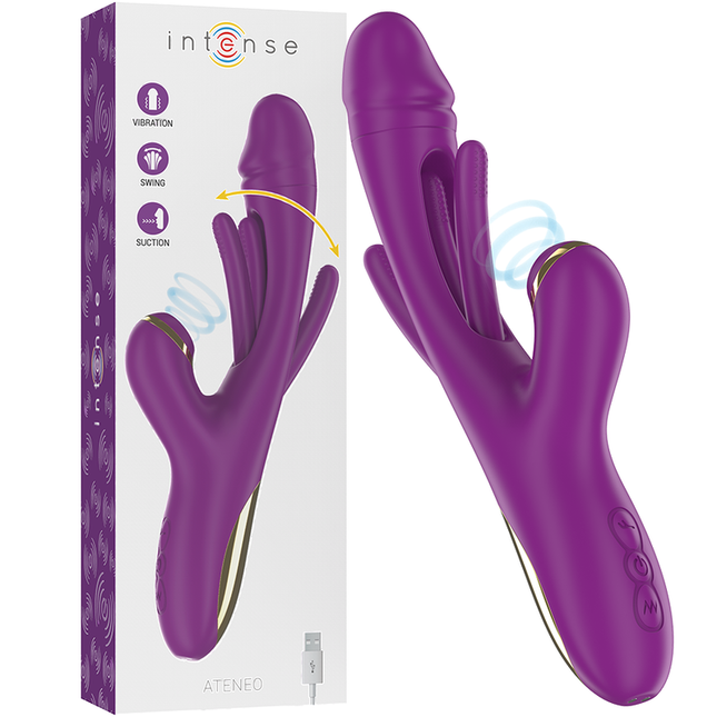 INTENSE - ATENEO VIBRATEUR MULTIFONCTION RECHARGEABLE 7 VIBRATIONS AVEC LANGUE OSCILLANTE ET ASPIRATION VIOLETTE by INTENSE HIGH TECH