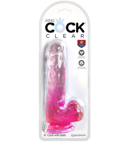 KING COCK - CLEAR PÉNIS RÉALISTE AVEC BOULES 13.5 CM ROSE by KING COCK