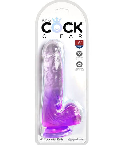 KING COCK - CLEAR PÉNIS RÉALISTE AVEC BOULES 13.5 CM VIOLET by KING COCK