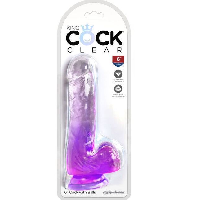 KING COCK - CLEAR PÉNIS RÉALISTE AVEC BOULES 13.5 CM VIOLET by KING COCK