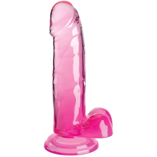 KING COCK - CLEAR PÉNIS RÉALISTE AVEC BOULES 15.2 CM ROSE by KING COCK