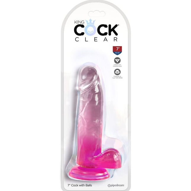KING COCK - CLEAR PÉNIS RÉALISTE AVEC BOULES 15.2 CM ROSE by KING COCK