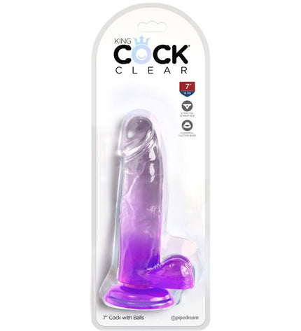 KING COCK - CLEAR PÉNIS RÉALISTE AVEC BOULES 15.2 CM VIOLET by KING COCK