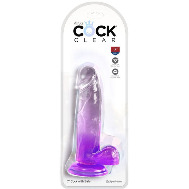 KING COCK - CLEAR PÉNIS RÉALISTE AVEC BOULES 15.2 CM VIOLET by KING COCK