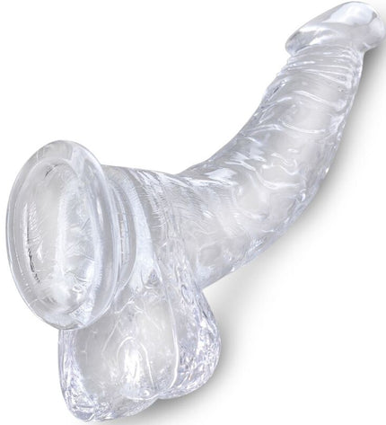 KING COCK - CLEAR PÉNIS COURBE RÉALISTE AVEC BOULES 16.5 CM TRANSPARENT by KING COCK