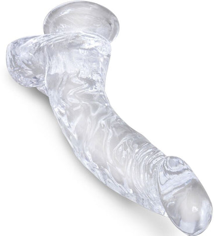 KING COCK - CLEAR PÉNIS COURBE RÉALISTE AVEC BOULES 16.5 CM TRANSPARENT by KING COCK