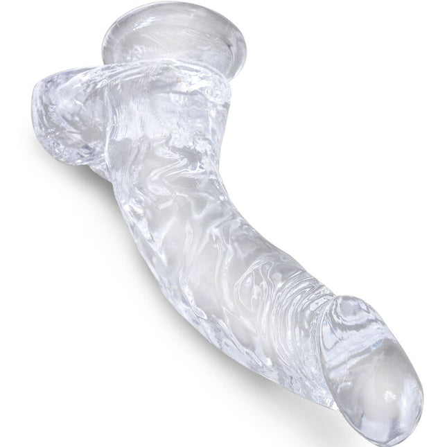 KING COCK - CLEAR PÉNIS COURBE RÉALISTE AVEC BOULES 16.5 CM TRANSPARENT by KING COCK