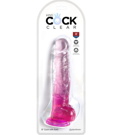 KING COCK - CLEAR PÉNIS RÉALISTE AVEC BOULES 16.5 CM ROSE by KING COCK