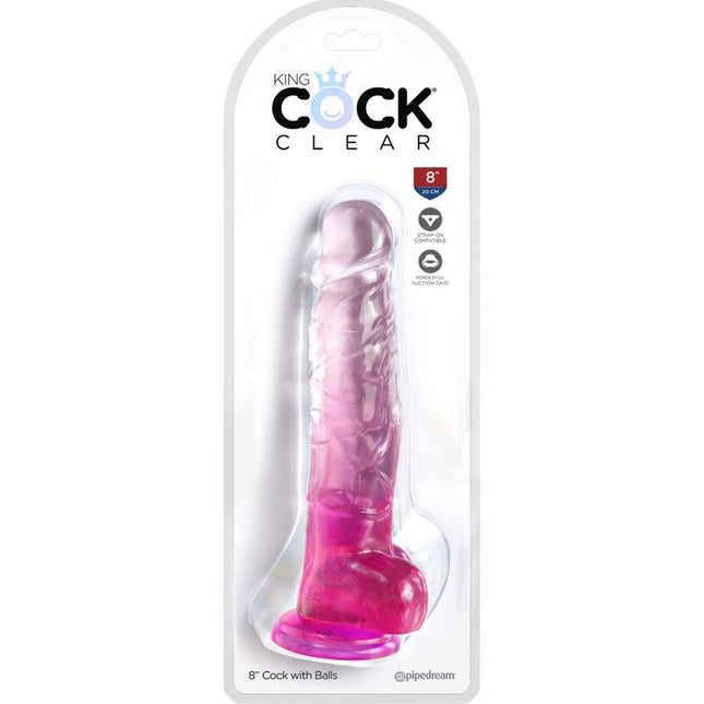 KING COCK - CLEAR PÉNIS RÉALISTE AVEC BOULES 16.5 CM ROSE by KING COCK