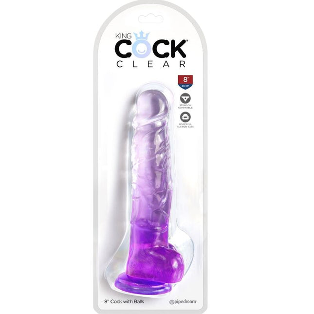 KING COCK - CLEAR PÉNIS RÉALISTE AVEC BOULES 16.5 CM VIOLET by KING COCK