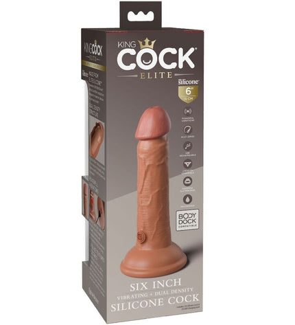KING COCK - ELITE GODE RÉALISTE VIBRANT & SILICONE 15.2 CM CARAMEL by KING COCK