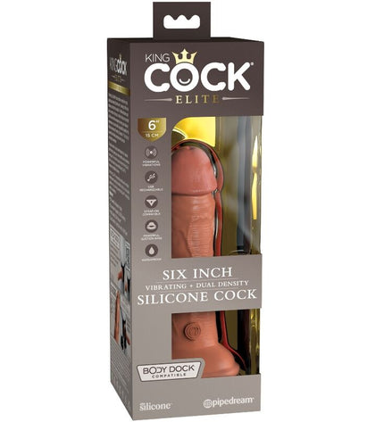KING COCK - ELITE GODE RÉALISTE VIBRANT & SILICONE 15.2 CM CARAMEL by KING COCK