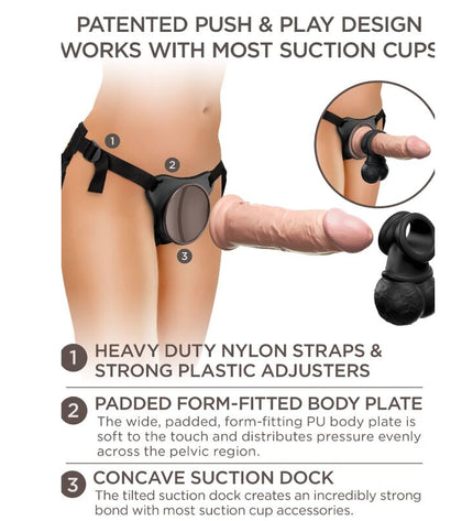 KING COCK - ELITE KIT HARNAIS RÉGLABLE DELUXE ANNEAU AVEC TESTICULES & GODE 20.3 CM by KING COCK