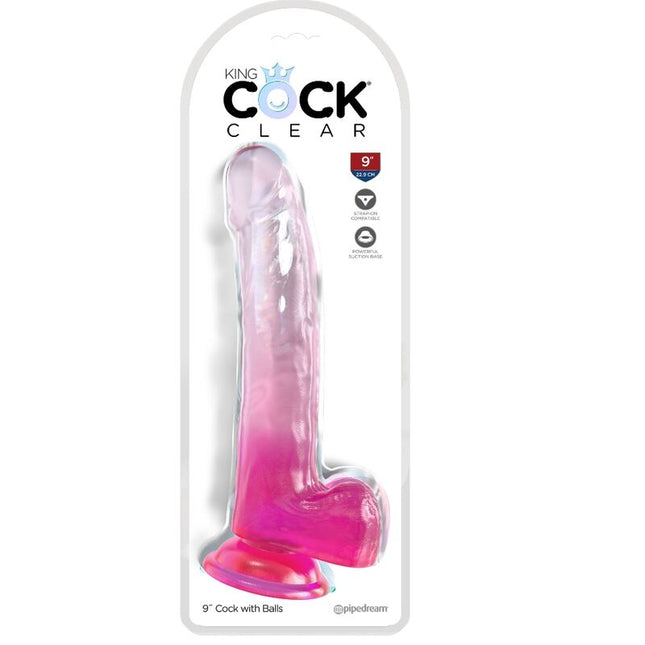 KING COCK - CLEAR GODE AVEC TESTICULES 20.3 CM ROSE by KING COCK