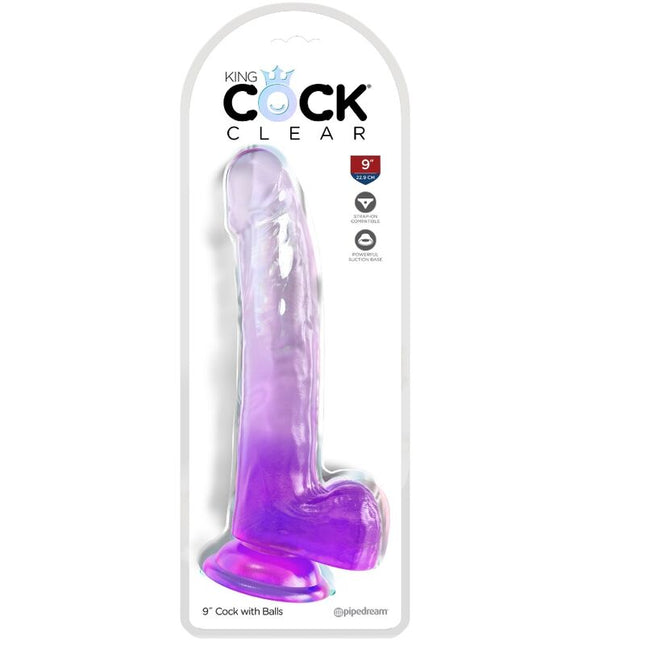KING COCK - CLEAR GODE AVEC TESTICULES 20.3 CM VIOLET by KING COCK