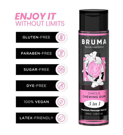 BRUMA - HUILE DE MASSAGE PREMIUM EFFET CHALEUR SAVEUR GOMME 3 EN 1 - 100 ML by BRUMA