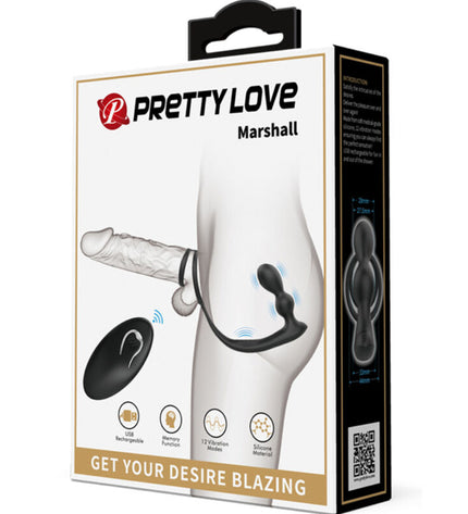 PRETTY LOVE - ANNEAU PÉNIS MARSHALL AVEC PLUG ANAL VIBRANT AVEC TÉLÉCOMMANDE by PRETTY LOVE MALE