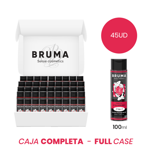 MOQ 45 - BRUMA HUILE DE MASSAGE PREMIUM EFFET CHALEUR SAVEUR FRAISE 3 EN 1 - 100 ML by BRUMA