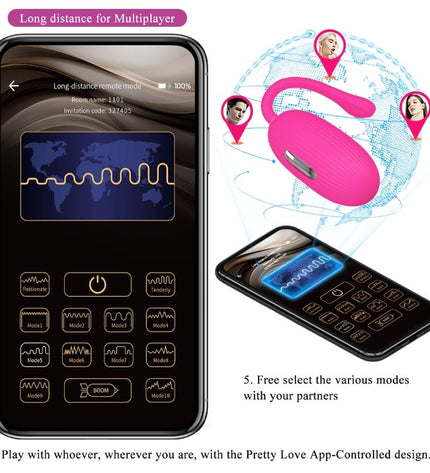 PRETTY LOVE - OEUF VIBRANT RECHARGEABLE DOREEN MAGENTA TÉLÉCOMMANDE by PRETTY LOVE SMART