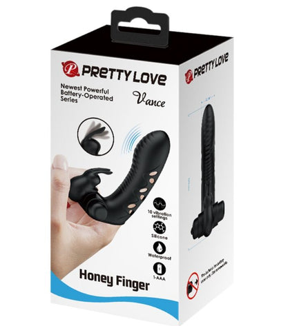 PRETTY LOVE - COUVERCLE DE DOIGT VIBRATEUR LAPIN NOIR VANCE by PRETTY LOVE MALE