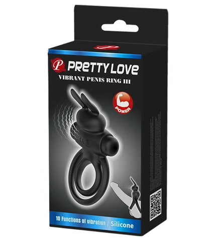 PRETTY LOVE - ANNEAU DE LAPIN VIBRATOR III POUR PÉNIS NOIR by PRETTY LOVE PARTY UP