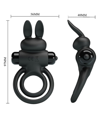 PRETTY LOVE - ANNEAU DE LAPIN VIBRATOR III POUR PÉNIS NOIR by PRETTY LOVE PARTY UP
