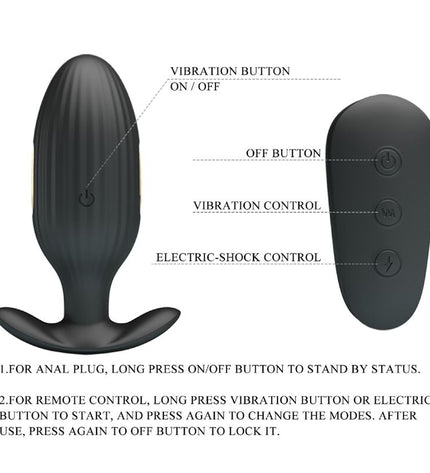 PRETTY LOVE - VIBRATEUR ANAL RECHARGEABLE KELLY PLUG NOIR by PRETTY LOVE BOTTOM