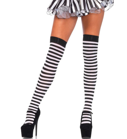 LEG AVENUE - CHAUSSETTES HAUTE RAYÉES NOIR/BLANC by LEG AVENUE HOSIERY