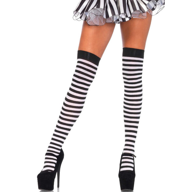 LEG AVENUE - CHAUSSETTES HAUTE RAYÉES NOIR/BLANC by LEG AVENUE HOSIERY