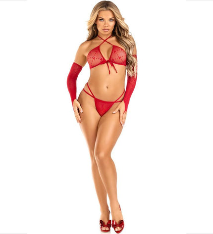 LEG AVENUE - ENSEMBLE 3 PIÈCES TOP + STRING + MANCHES by LEG AVENUE SETS