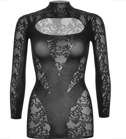 LEG AVENUE - MINI ROBE AVEC DENTELLE MANCHES LONGUES NOIR by LEG AVENUE DRESSES