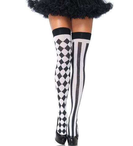 LEG AVENUE - CHAUSSETTES HAUTE ARLEQUIN NOIR/BLANC by LEG AVENUE HOSIERY