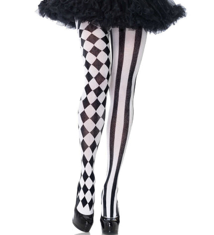 LEG AVENUE - COLLANTS ARLEQUIN NOIR/BLANC by LEG AVENUE HOSIERY