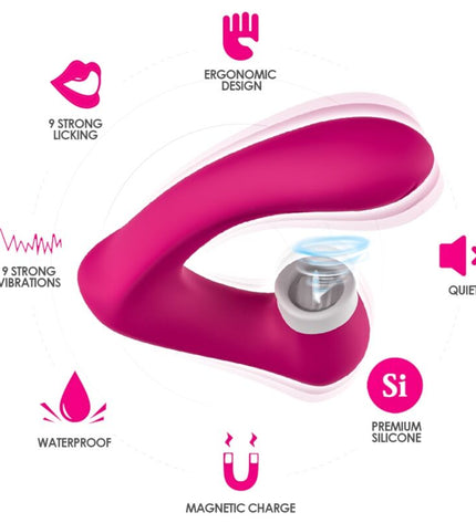 ARMONY - SECRETKISS LÉCHAGE DE CLIT VIBRANT ET VIBRATEUR FUCHSIA COURBÉ by ARMONY STIMULATORS