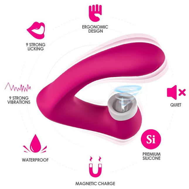 ARMONY - SECRETKISS LÉCHAGE DE CLIT VIBRANT ET VIBRATEUR FUCHSIA COURBÉ by ARMONY STIMULATORS